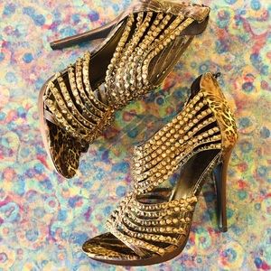 Zigi Soho Animal Print Rhinestone Stiletto Heels 8